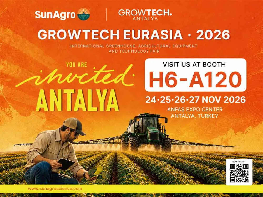 SUNAGRO ANTALYA H6 A120 Meet SunAgro at Growtech Antalya 2026 – Booth H6-A120